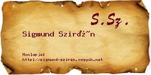 Sigmund Szirén névjegykártya